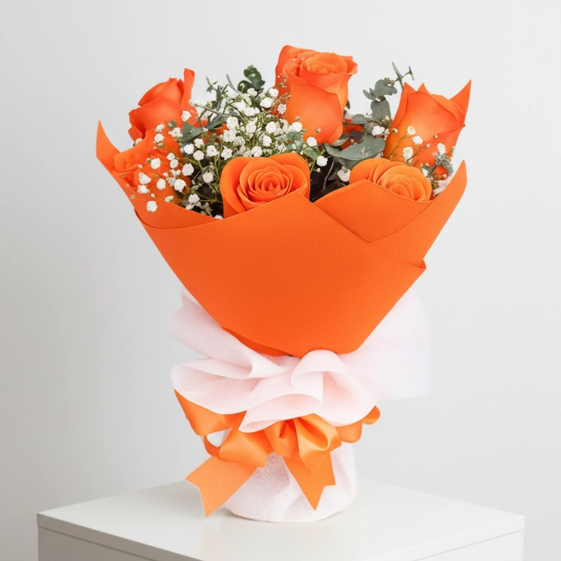 7 Lovely Kisses - Orange Roses Bouquet